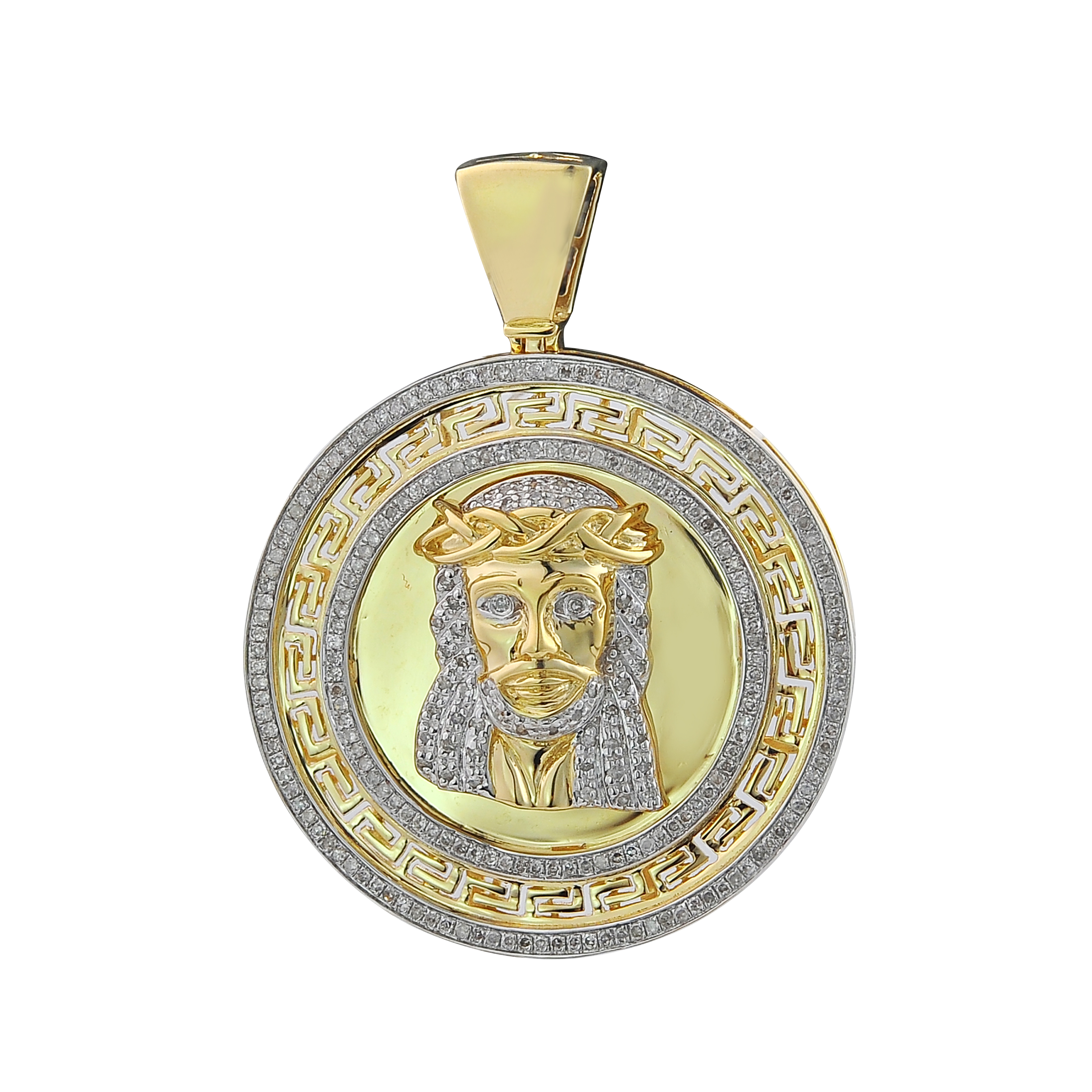 Diamond Jesus Medallion Pendant  0.61 ct.10k Yellow Gold
